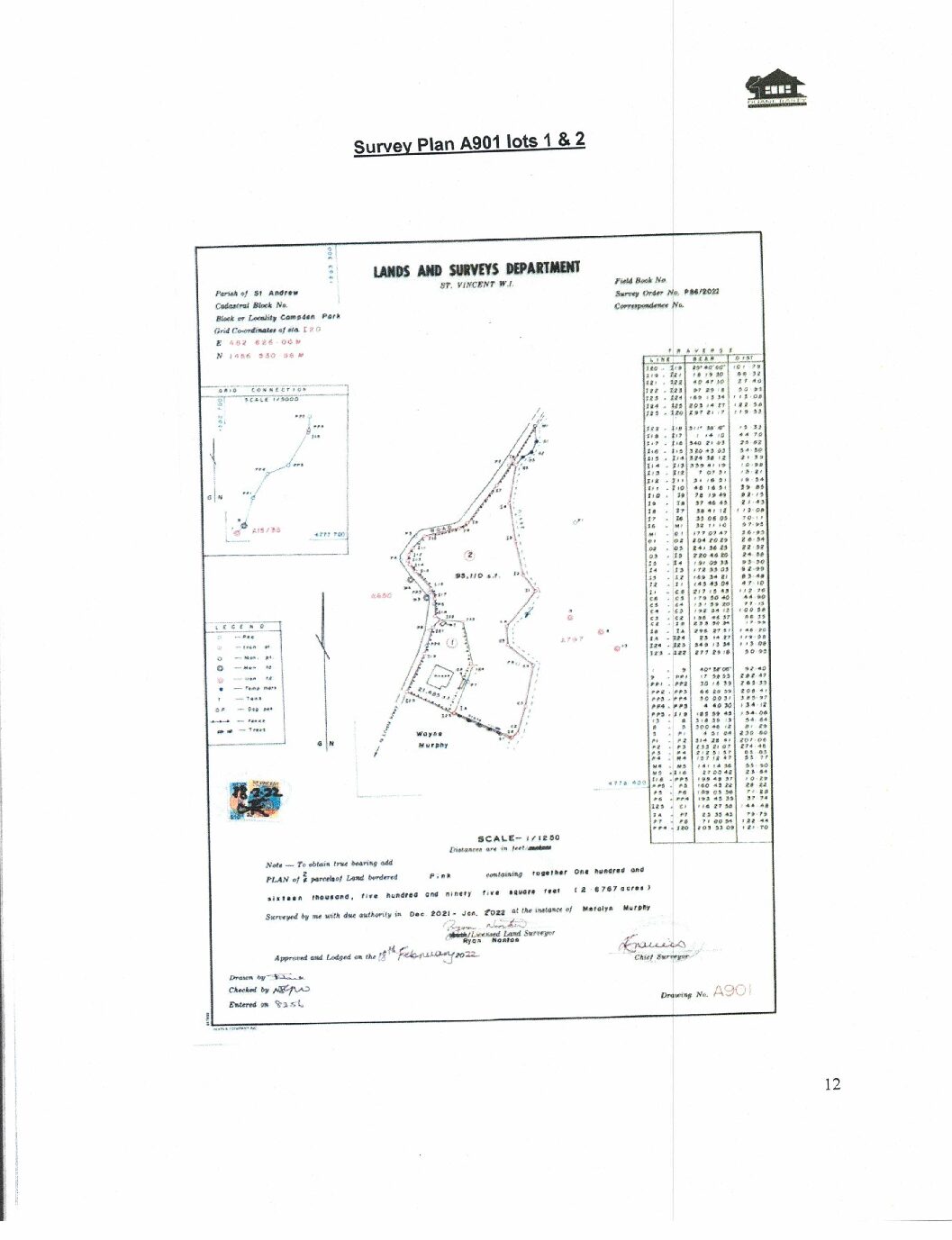 Plan A901 lot 1 and 2 Hubert and Metalyn Murphy28082023